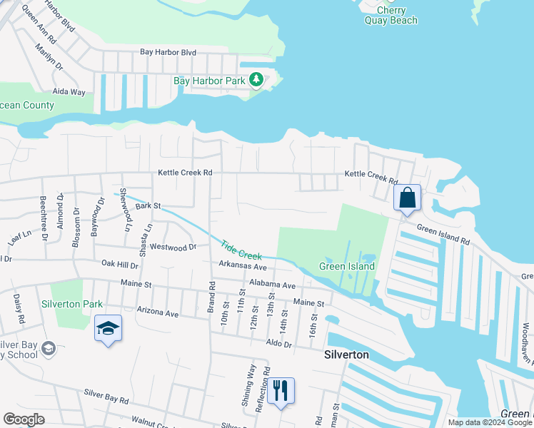 map of restaurants, bars, coffee shops, grocery stores, and more near 207 Atsion Way in Toms River
