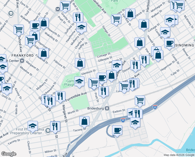map of restaurants, bars, coffee shops, grocery stores, and more near in Philadelphia