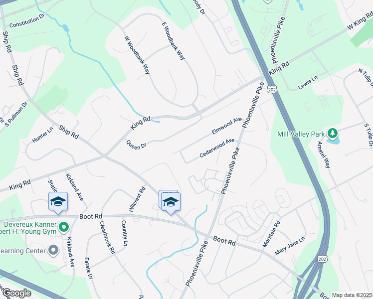 map of restaurants, bars, coffee shops, grocery stores, and more near 938 Elmwood Avenue in West Chester