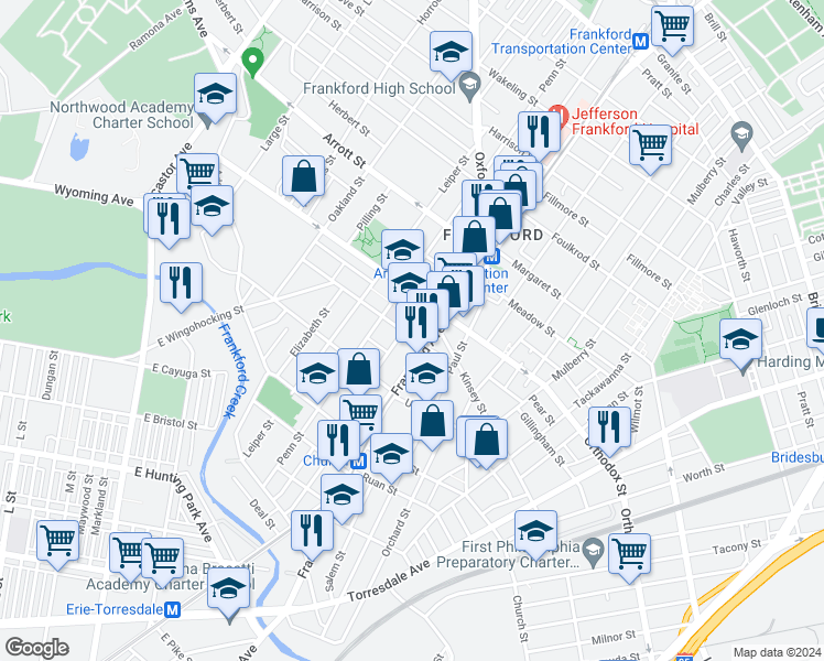 map of restaurants, bars, coffee shops, grocery stores, and more near 1535 Sellers Street in Philadelphia