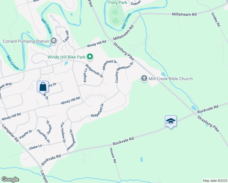 map of restaurants, bars, coffee shops, grocery stores, and more near 53 Ridgefield Drive in Lancaster