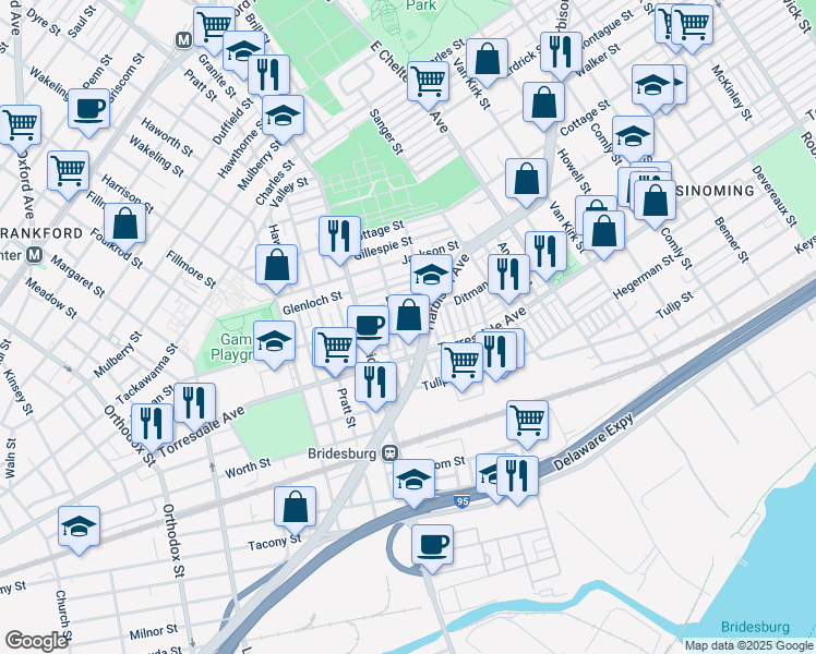 map of restaurants, bars, coffee shops, grocery stores, and more near 5306 Marsden Street in Philadelphia