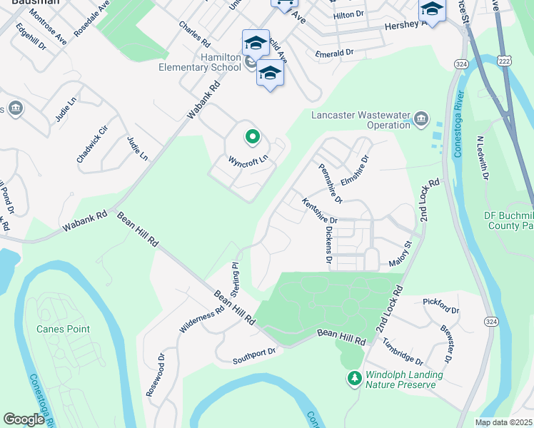 map of restaurants, bars, coffee shops, grocery stores, and more near 780 Sterling Place in Lancaster