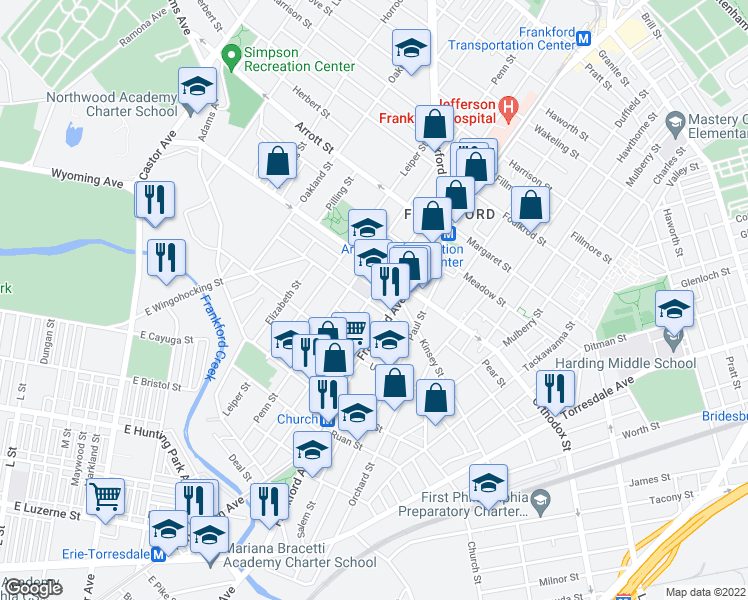 map of restaurants, bars, coffee shops, grocery stores, and more near 1531 Sellers Street in Philadelphia