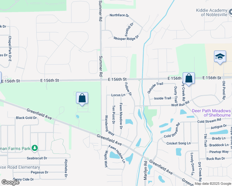 map of restaurants, bars, coffee shops, grocery stores, and more near 11916 Locus Lane in Noblesville