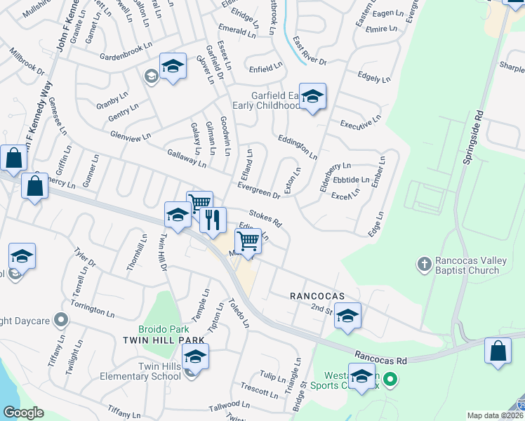 map of restaurants, bars, coffee shops, grocery stores, and more near 45 East Stokes Road in Willingboro
