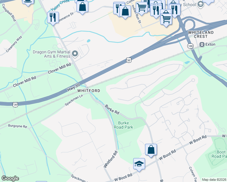 map of restaurants, bars, coffee shops, grocery stores, and more near 270 Silverbell Court in West Chester