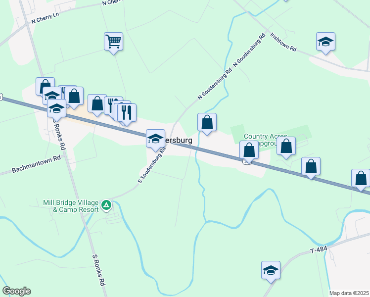 map of restaurants, bars, coffee shops, grocery stores, and more near 2906 Lincoln Highway East in Gordonville