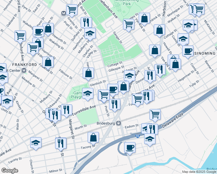 map of restaurants, bars, coffee shops, grocery stores, and more near in Philadelphia