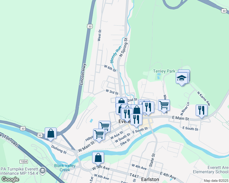 map of restaurants, bars, coffee shops, grocery stores, and more near 25 West 2nd Street in Everett