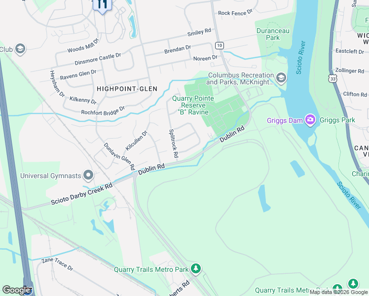 map of restaurants, bars, coffee shops, grocery stores, and more near 3387 Stonemason Way in Columbus