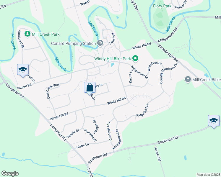map of restaurants, bars, coffee shops, grocery stores, and more near 103 Cindy Lane in Lancaster