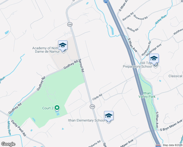 map of restaurants, bars, coffee shops, grocery stores, and more near 653 Radnor Valley Drive in Villanova