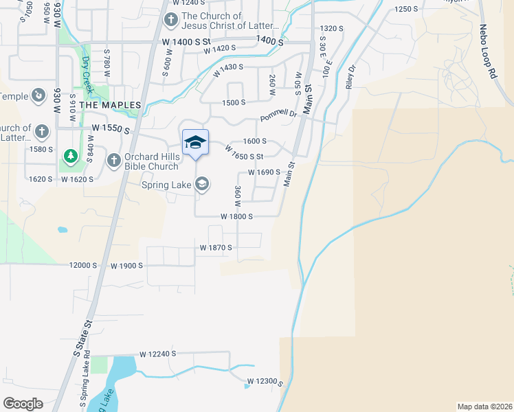 map of restaurants, bars, coffee shops, grocery stores, and more near 245 West 1770 South in Payson
