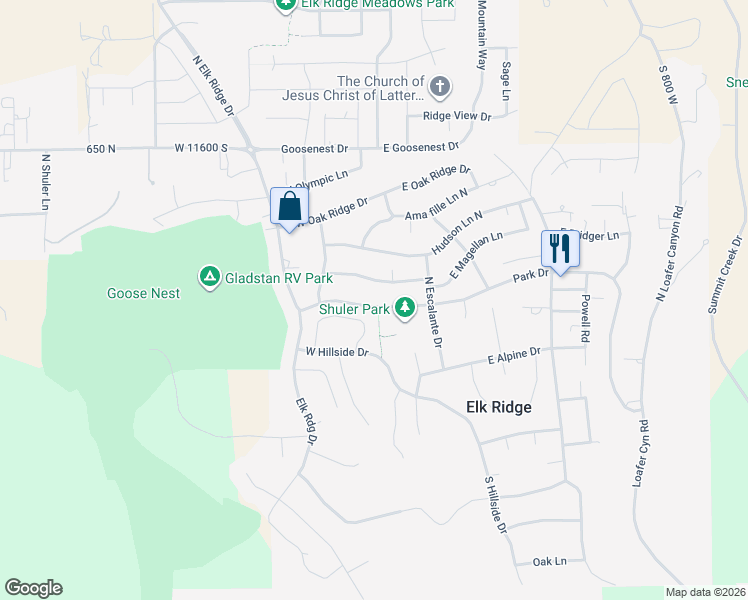 map of restaurants, bars, coffee shops, grocery stores, and more near 29 West Magellan Lane in Elk Ridge