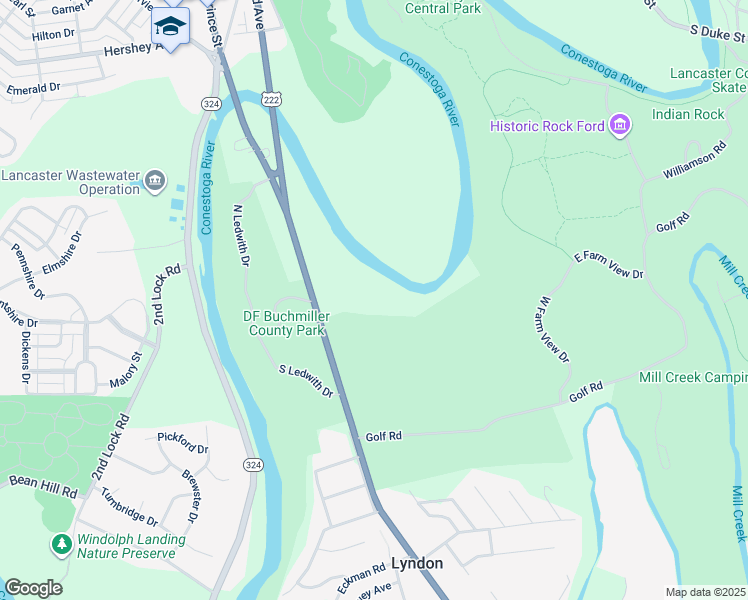 map of restaurants, bars, coffee shops, grocery stores, and more near 1227 Willow Street Pike in Lancaster