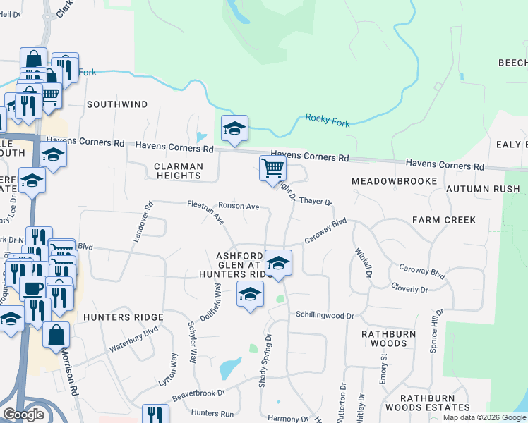 map of restaurants, bars, coffee shops, grocery stores, and more near 822 Ronson Avenue in Columbus