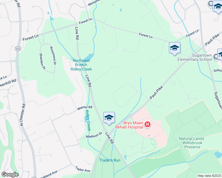 map of restaurants, bars, coffee shops, grocery stores, and more near 10 Fox Ridge Drive in Malvern