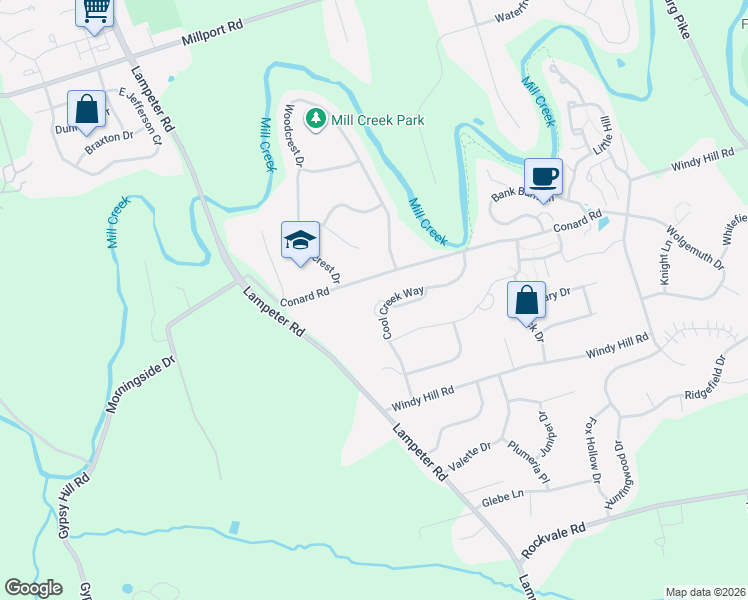 map of restaurants, bars, coffee shops, grocery stores, and more near 1740 Conard Road in Lancaster