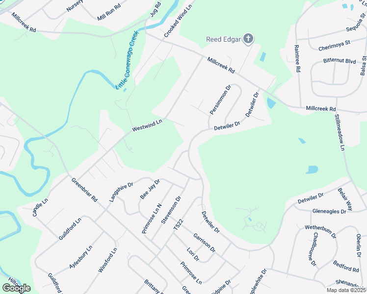 map of restaurants, bars, coffee shops, grocery stores, and more near 1500 Detwiler Drive in York