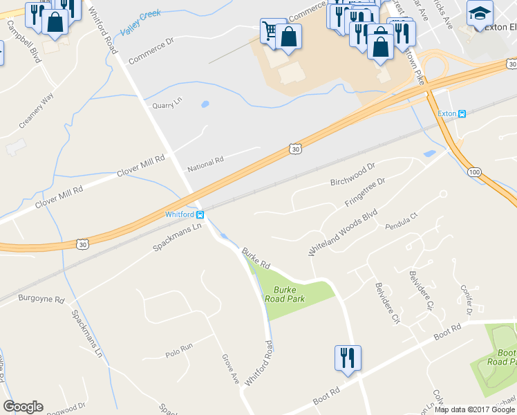 map of restaurants, bars, coffee shops, grocery stores, and more near 267 Silverbell Court in West Chester