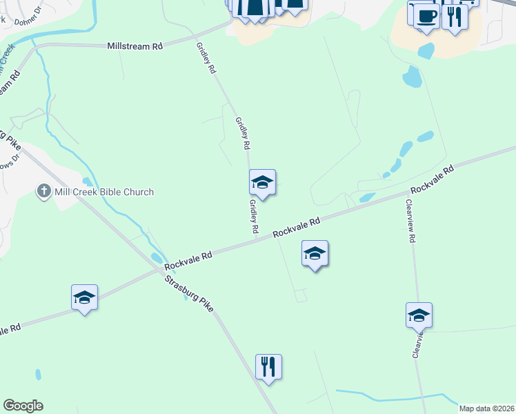 map of restaurants, bars, coffee shops, grocery stores, and more near 421 Gridley Road in Lancaster