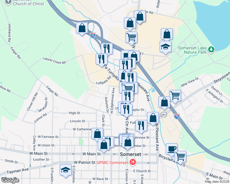 map of restaurants, bars, coffee shops, grocery stores, and more near 203-217 Harmon Street in Somerset
