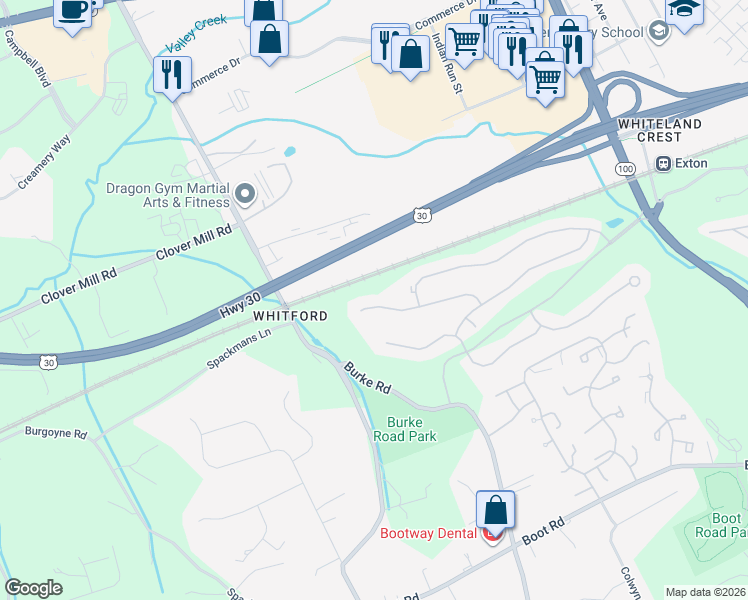 map of restaurants, bars, coffee shops, grocery stores, and more near 267 Silverbell Court in West Chester