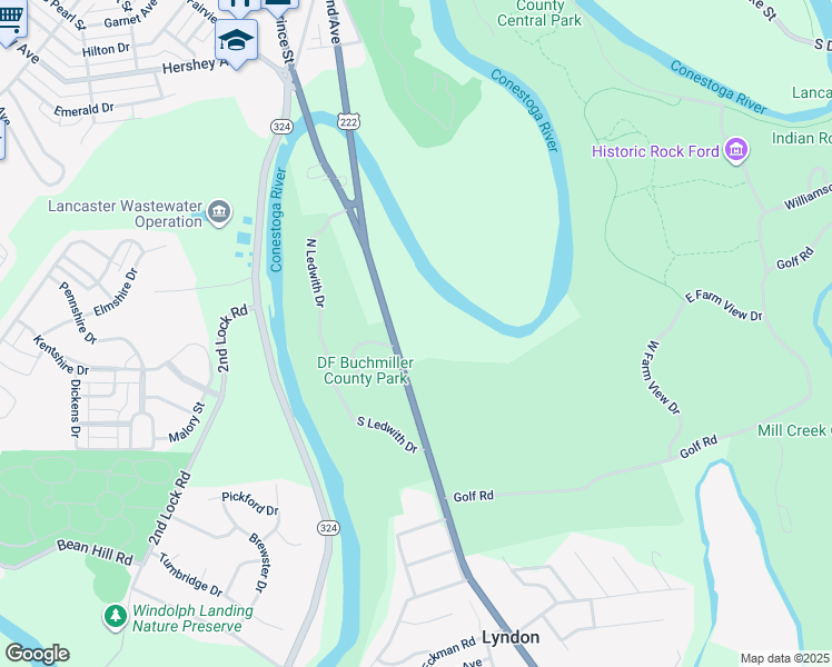 map of restaurants, bars, coffee shops, grocery stores, and more near 1221 Willow Street Pike in Lancaster
