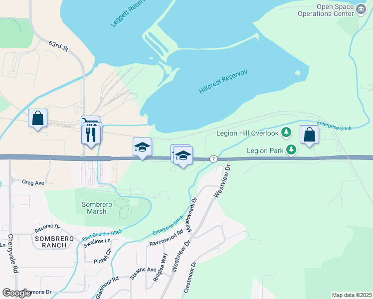 map of restaurants, bars, coffee shops, grocery stores, and more near 6681 Arapahoe Road in Boulder