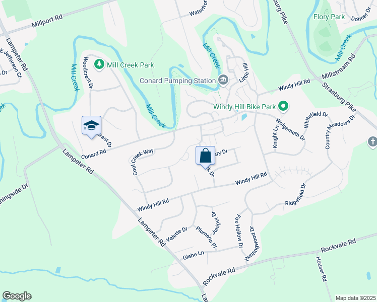 map of restaurants, bars, coffee shops, grocery stores, and more near 20 Myers Crossing in Lancaster