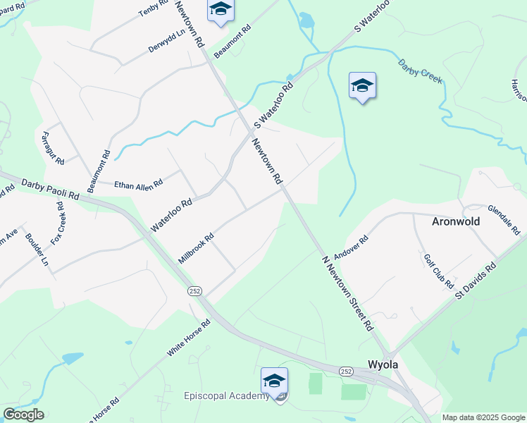 map of restaurants, bars, coffee shops, grocery stores, and more near 1022 Millbrook Road in Berwyn