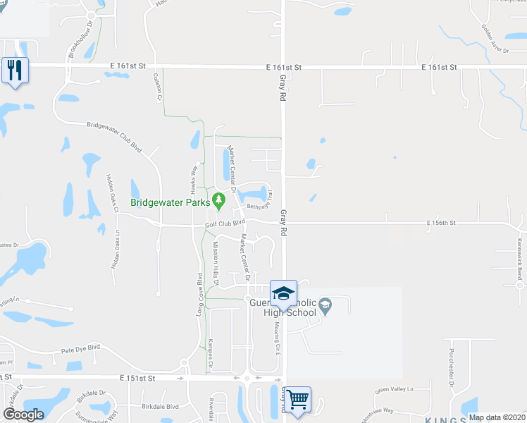 map of restaurants, bars, coffee shops, grocery stores, and more near 15633 Bethpage Trail in Carmel