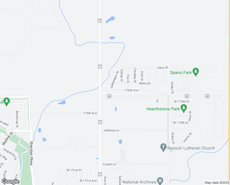 map of restaurants, bars, coffee shops, grocery stores, and more near 984 County Road 7 in Erie