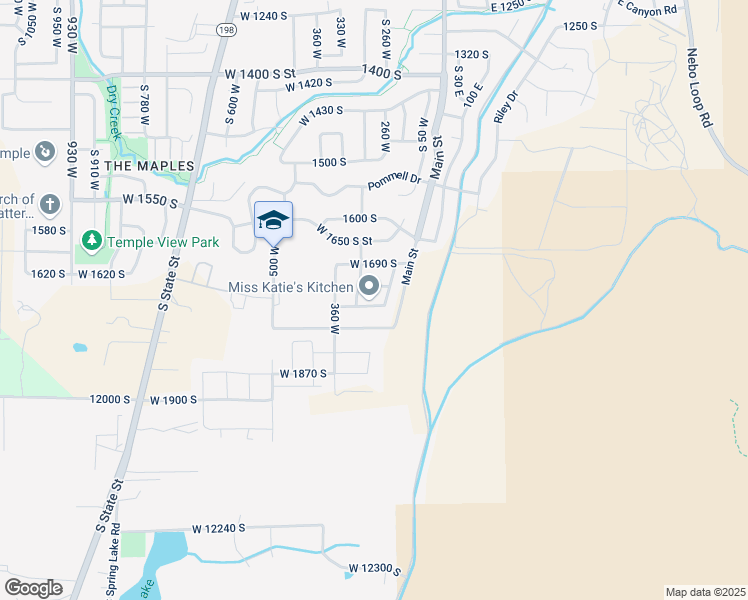 map of restaurants, bars, coffee shops, grocery stores, and more near 113 West 1730 South in Payson