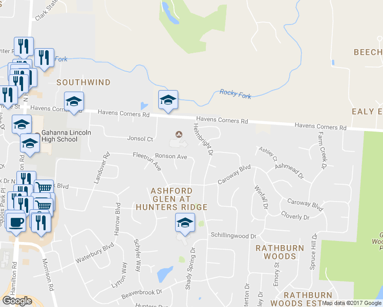 map of restaurants, bars, coffee shops, grocery stores, and more near 822 Ronson Avenue in Columbus