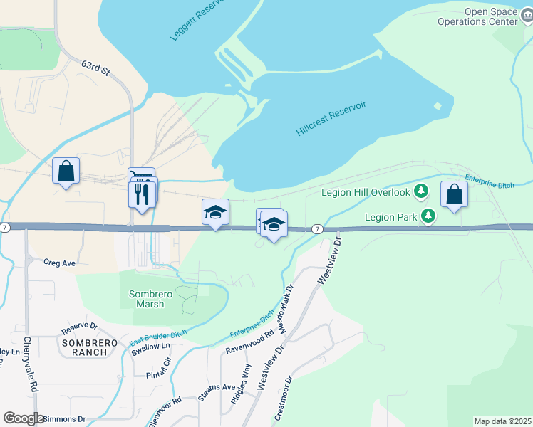 map of restaurants, bars, coffee shops, grocery stores, and more near 6681 Arapahoe Rd in Boulder