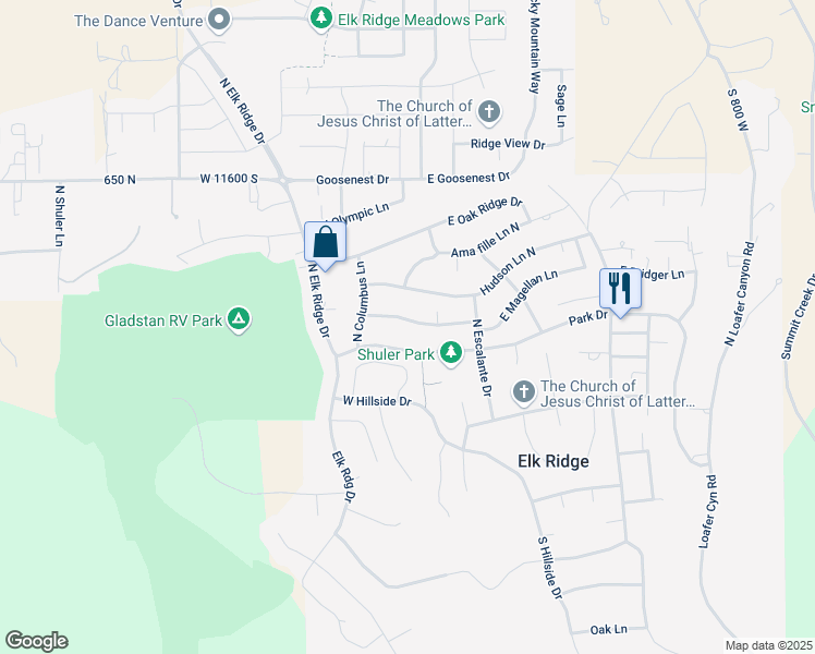 map of restaurants, bars, coffee shops, grocery stores, and more near 29 West Magellan Lane in Elk Ridge