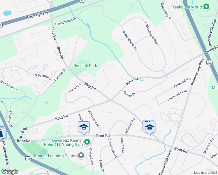 map of restaurants, bars, coffee shops, grocery stores, and more near 1417 Gary Terrace in West Chester