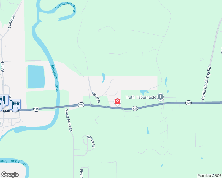 map of restaurants, bars, coffee shops, grocery stores, and more near 10 East Bluff Drive in Petersburg