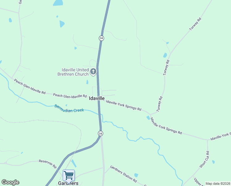 map of restaurants, bars, coffee shops, grocery stores, and more near 10 Idaville-York Springs Road in Gardners