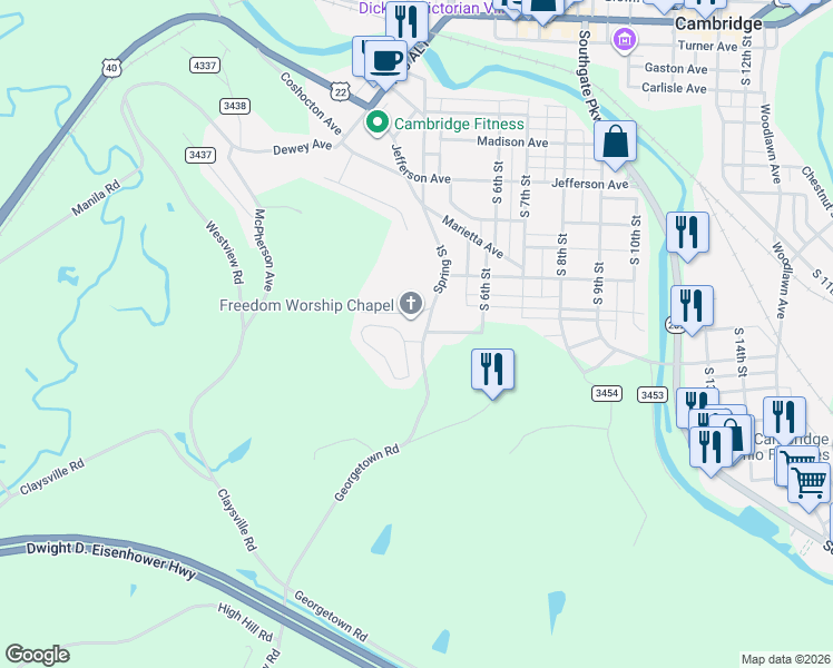 map of restaurants, bars, coffee shops, grocery stores, and more near 400 Spring Street in Cambridge