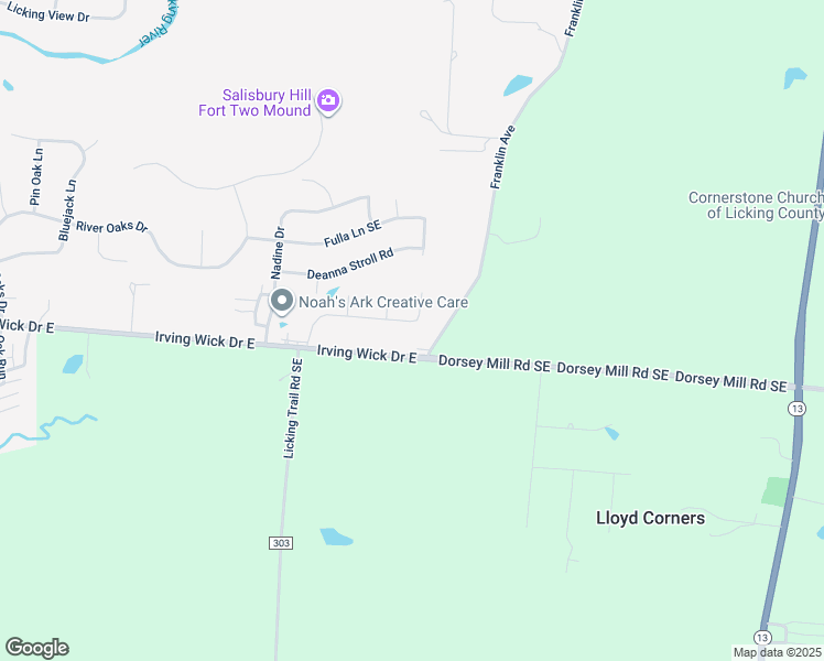 map of restaurants, bars, coffee shops, grocery stores, and more near 1237 Green Valley Drive in Heath