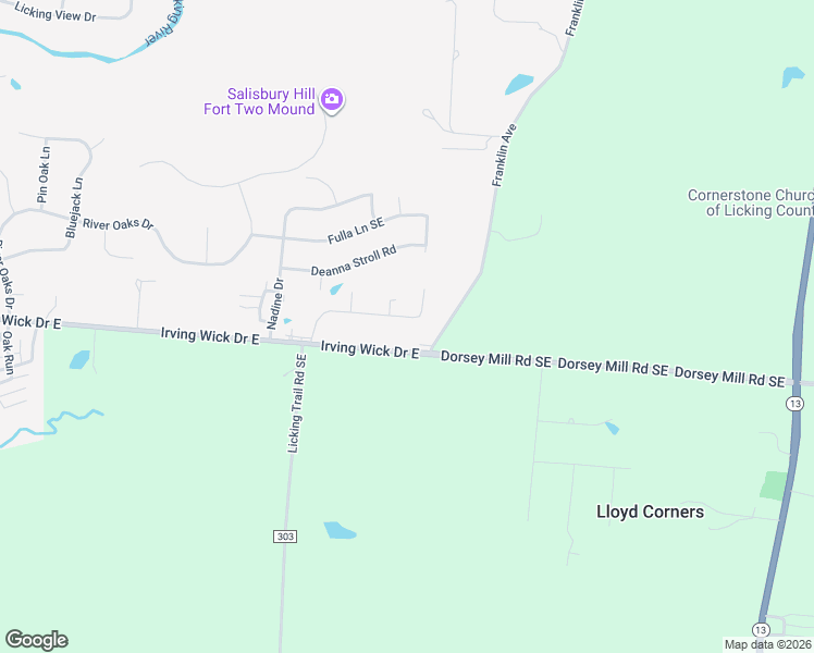 map of restaurants, bars, coffee shops, grocery stores, and more near 1237 Green Valley Drive in Heath