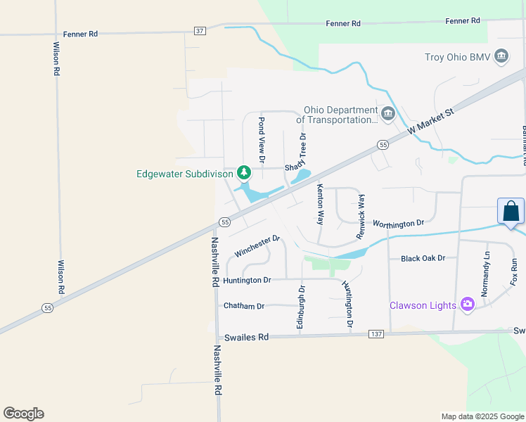 map of restaurants, bars, coffee shops, grocery stores, and more near 2721 Southside Drive in Troy