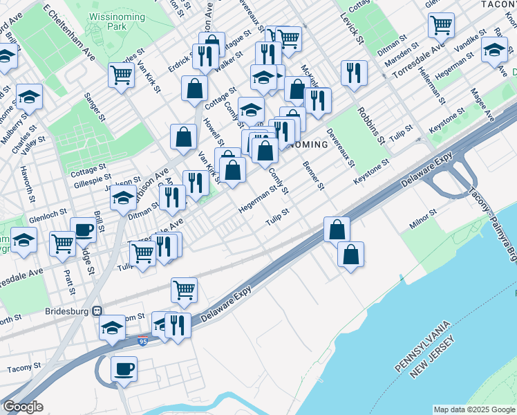 map of restaurants, bars, coffee shops, grocery stores, and more near 4812 East Howell Street in Philadelphia