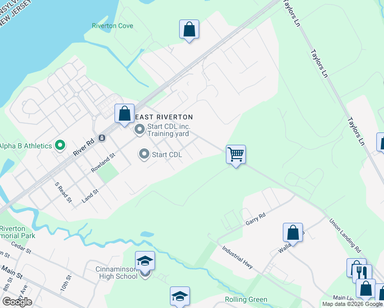 map of restaurants, bars, coffee shops, grocery stores, and more near 904 Turner Avenue in Cinnaminson