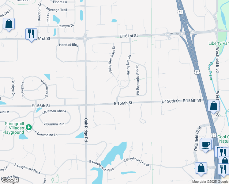 map of restaurants, bars, coffee shops, grocery stores, and more near 931 Bright Beam Ct in Westfield