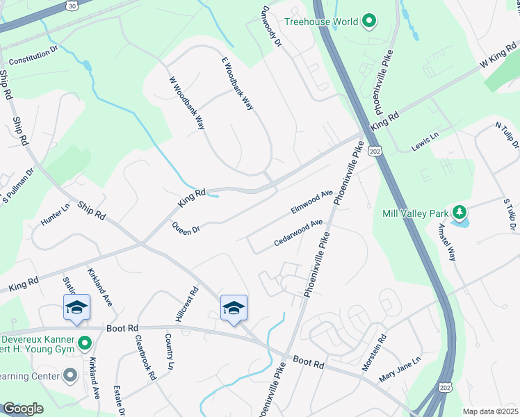 map of restaurants, bars, coffee shops, grocery stores, and more near 944 Queen Drive in West Chester