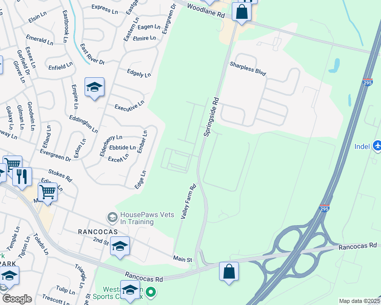 map of restaurants, bars, coffee shops, grocery stores, and more near 1 Nelsons Way in Westampton